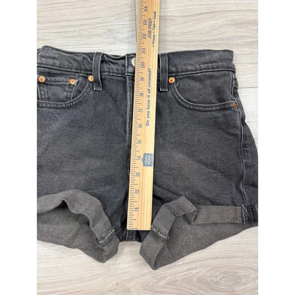 Levi Strauss & Co Womens High Waisted Denim Shorts Washed Black W26‎ Button Fly